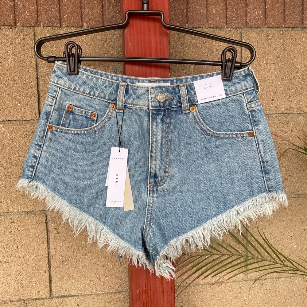 TOPSHOP Kiri high-waisted denim jean shorts